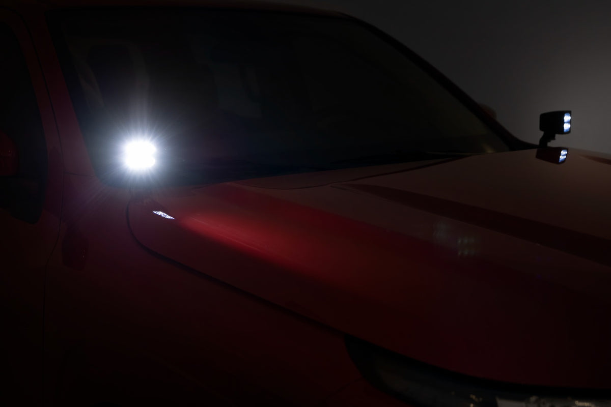 2 Inch Black Series LED Light Pods Spot | Square | Cool White DRL